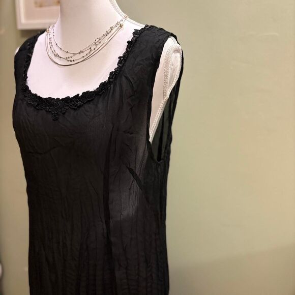Vtg. Sheer Black Maxi Dress w/ Lace Trim One Size Fits like a 6 - Picture 5 of 8